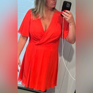 Ralph lauren elegant orange flowy wrap top dress